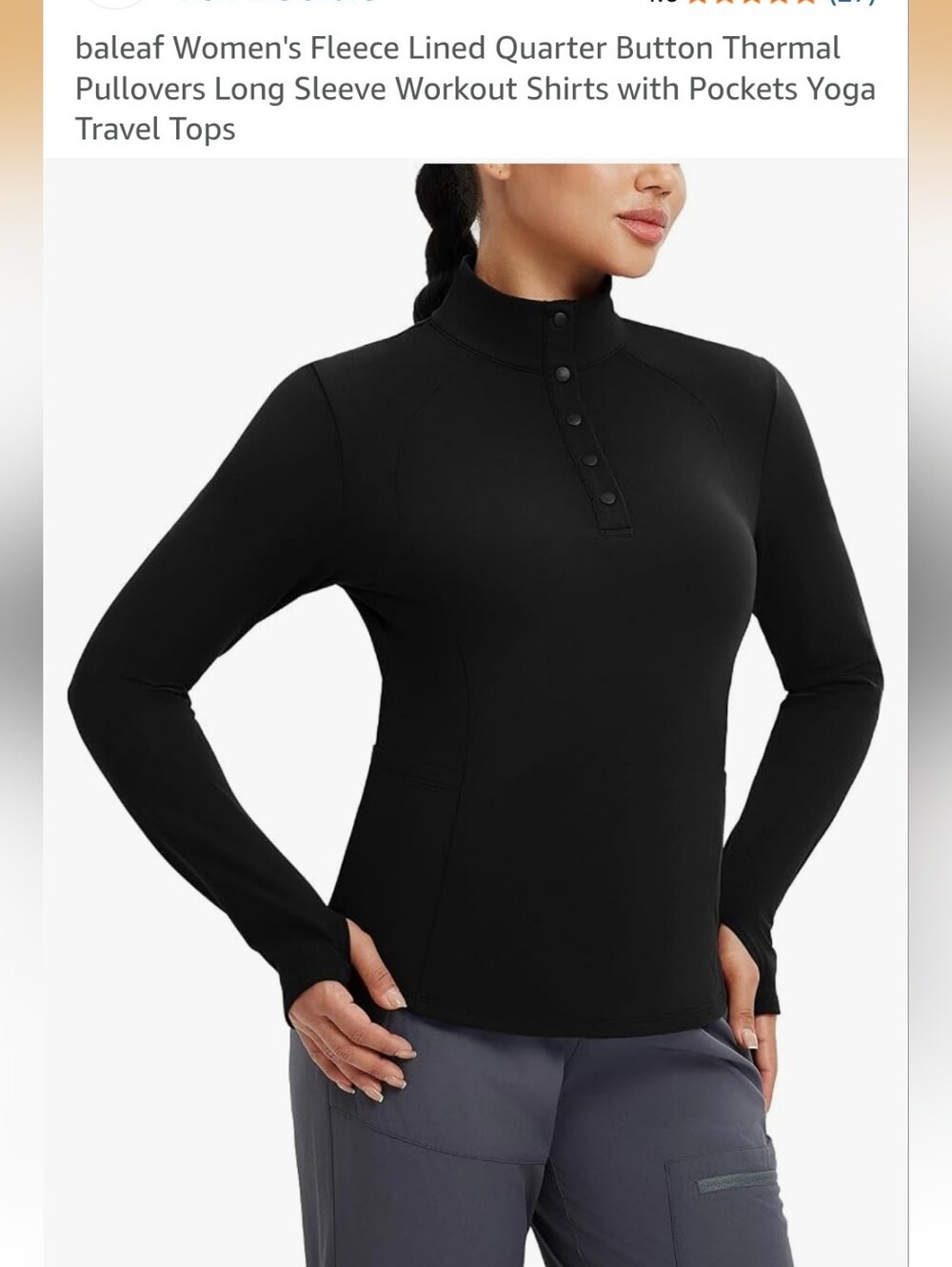 New BAleaf Fleece Lined Quarter Button Thermal Pullover